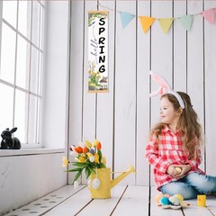 Hello Spring Porch Banner, Rustic Floral Birdcage Door Banner, Hanging Decora…