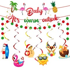 2 Pcs Summer Christmas Banner Baby It’s Warm Outside Banner Decorations Party…