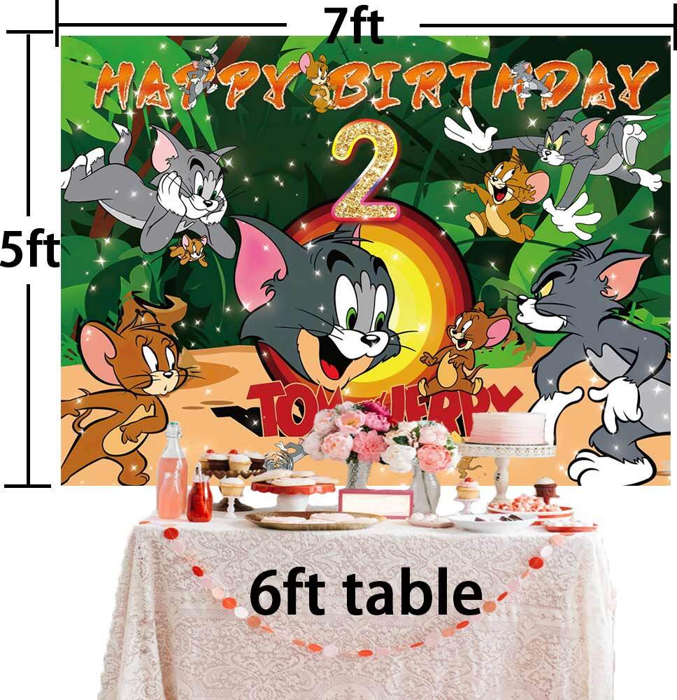Tom and Jerry Birthday Decorations Party Supplies Backdrop Banner Birthday Gift
