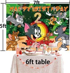 Tom and Jerry Birthday Decorations Party Supplies Backdrop Banner Birthday Gift