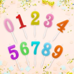 Beanlieve 10-Pieces Numeral Birthday Candles – Cake Colourful