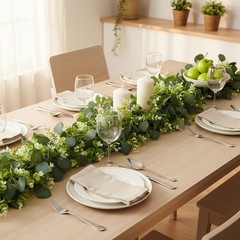 8 Pcs 5.9Ft Eucalyptus Garland, Artificial Eucalyptus Leaves with Flowers Faux