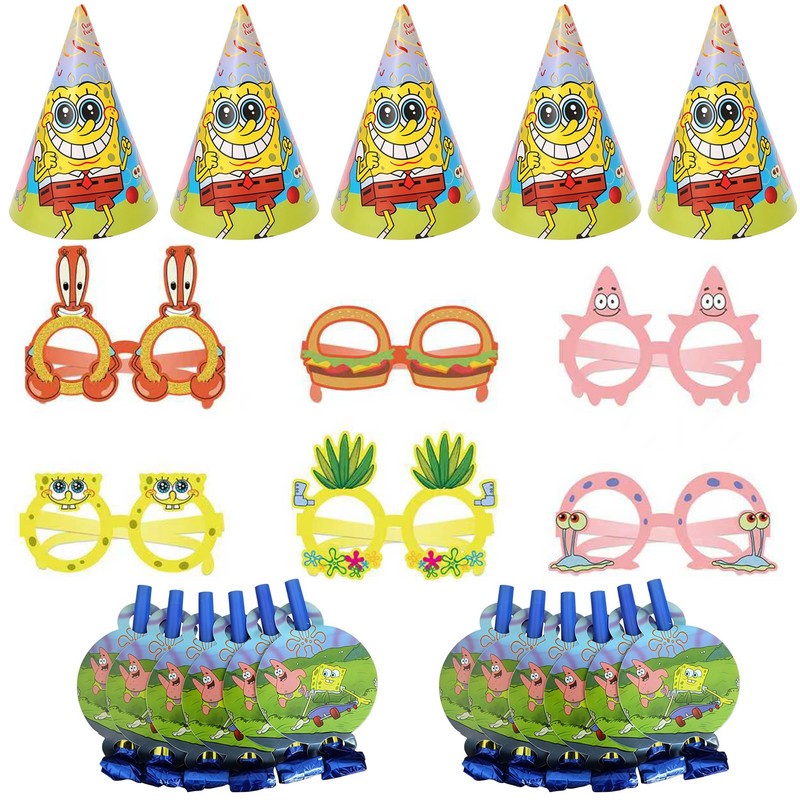 SpongeBob Party Decoration SpongeBob Birthday Supplies Set Blow Out Hat Glass