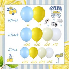 160Pcs Lemon Balloon Arch Kit, Blue Yellow Lemonade Balloons Garland for Summ…