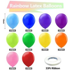 Assorted Rainbow Latex Balloons 100 Pack 12 inch Round Helium Bright …
