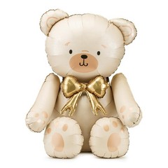 Giant Teddy Bear Foil Balloon 29.5×33 Inch – Cute Cream Bear Balloons with Go…