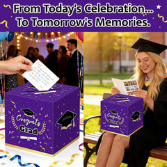 Graduation Decorations 2026 Purple Graduation Card Box Graduation Party Decorati
