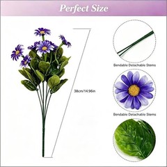 Home Decor Artificial Flower Bouquet Bendable Stems Yellow Purple White