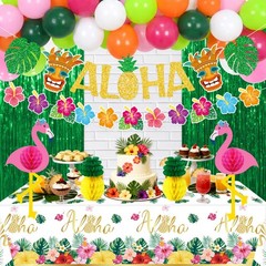 Tropical Luau Party Decorations Set – Hawaiian Aloha Summer Beach Party Suppl…