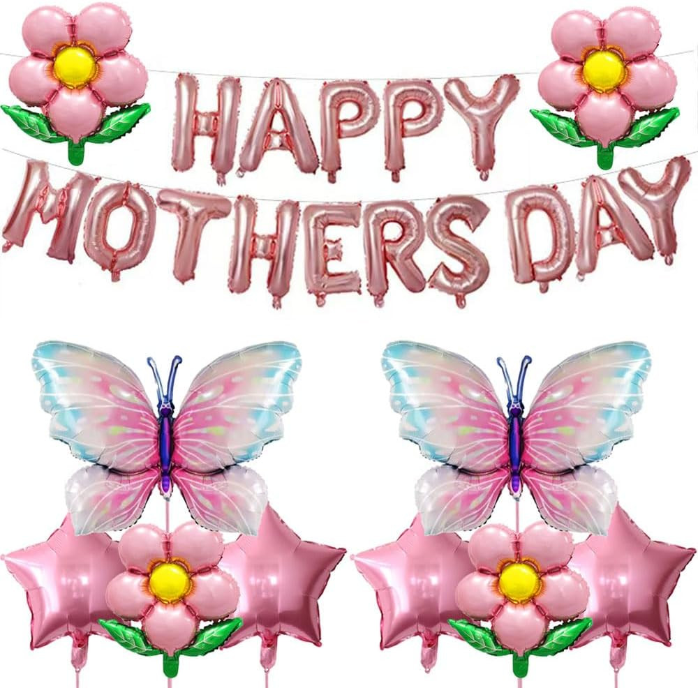 Happy Mother’S Day Balloons Mothers Day Banner Set for Party Decoration Supplies