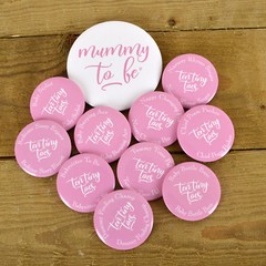 BABY SHOWER BADGES – TEN TINY TOES Pink Girls Baby Shower Baby Shower Badges