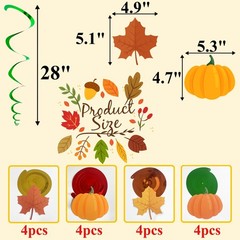 Happy Fall Thanksgiving Birthday Pumpkin Maple Leaf Hanging Swirls Photo Props