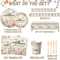 170Pcs Wildflower Baby Shower Decorations for Girls, a Little Wildflower Is on t