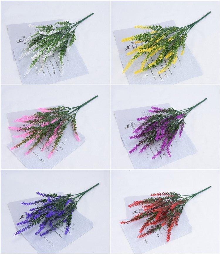 4pcs Artificial Lavender Plants Fake Plastic Flower in Autumn Colors for Outdoor