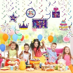 Outus 30 Pcs Happy Birthday Hanging Decorations Ceiling Swirl Various