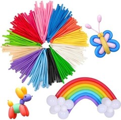 100 PCS Latex Twisting Balloons 260Q Balloons Assorted Color Long Balloons fo…