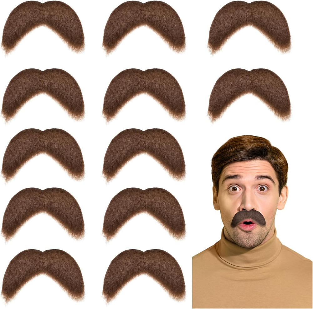 12 Pcs Fake Mustaches Handlebar Self Adhesive Stick on Mustache