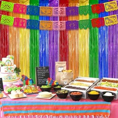 Cinco de Mayo Decorations Fiesta Party Decorations Foil Fringe Curtains Backd…
