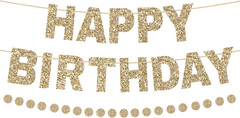 Happy Birthday Banner Pre-Strung Glitter Birthday Party Decorations NO DIY Happy