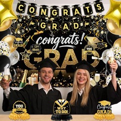 Graduation Decoration 2026 Black Gold Banner High School Party Celebration Set