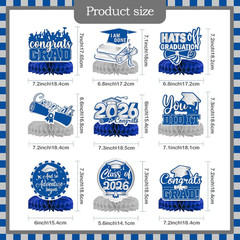 9Pcs 2026 Graduation Decorations Congrats Grad Table Centerpiece Class of 2026 G