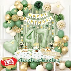 RBYOO Sage Green 47th Birthday Decor