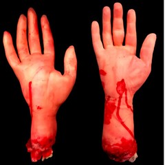 2X Realistic Severed Bloody Rubber Hand Fake Hand Prop Halloween Decor Bloody