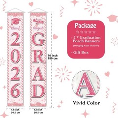 Graduation Decorations 2026, Pink Congrats Grad Banner Porch Door Banners Gra…
