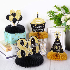 8 Pieces 80Th Birthday Table Decorations for Men and Women, Happy 80Th Honeycomb