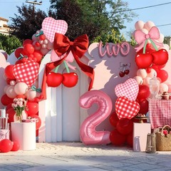 Bow Cherry Balloon 40 In Number 2 Balloon Cherry 2nd Birthday Decor 20Pcs ﻿