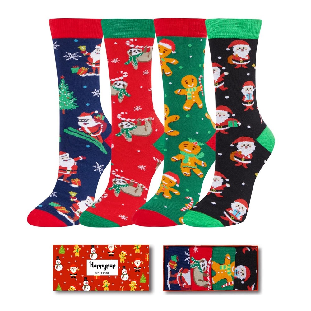 Kid’s Christmas Stocking Socks Xmas Santa Socks for Boys Girls with Card
