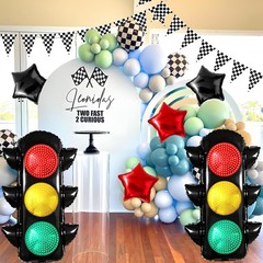 Race Car Party Decorations Set – Includes Traffic Light Balloons, Checkered B…