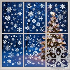 204pcs Glitter Snowflake Window Stickers, Christmas 7.9 x 11.8 inches, Silver