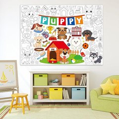 Puppy Coloring Poster for Giant Dog Coloring Tablecloth Puppy Birthday Decoratio