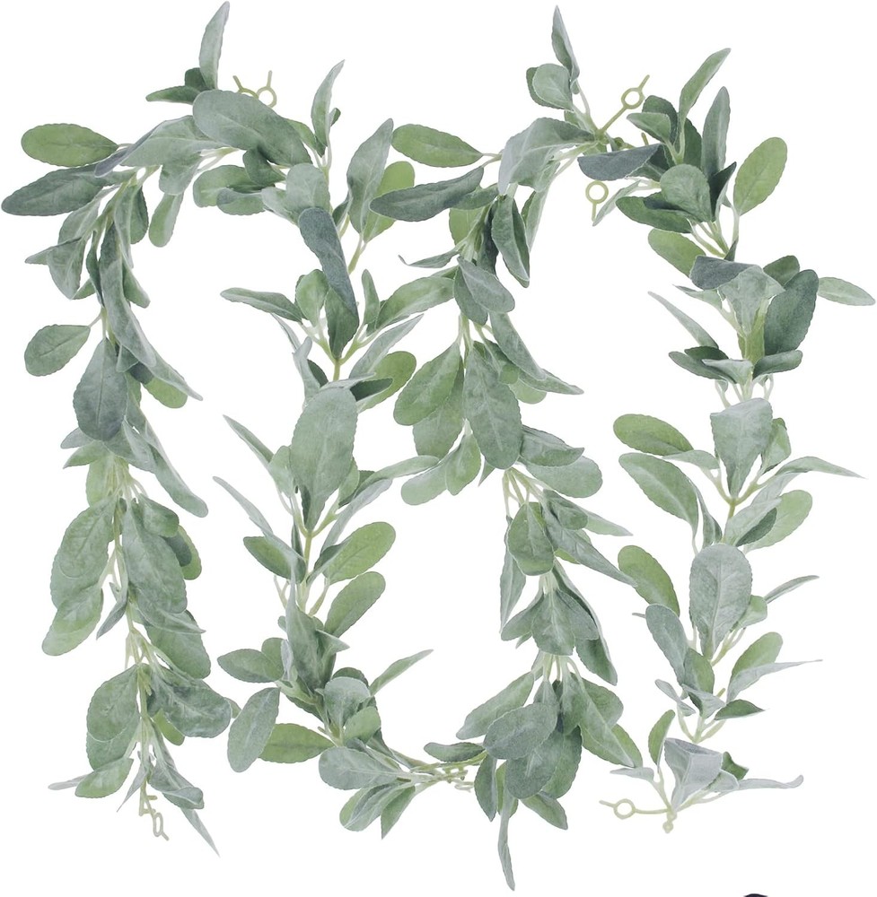 6.2ft Artificial Lambs Ear Greenery Vine Flocked Lambs Ear Garland Soft Faux