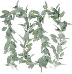 6.2ft Artificial Lambs Ear Greenery Vine Flocked Lambs Ear Garland Soft Faux