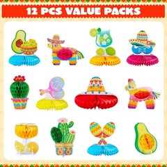 12 Pcs Cinco De Mayo Fiesta Honeycomb Centerpiece Taco Mexican Party Table Decor