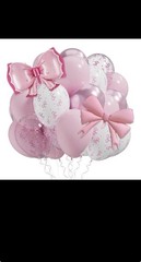 Bow Theme Decor Party Balloons, Light Pastel Pink Clear White Confetti Balloo…