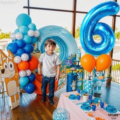 KatchOn, Giant Blue Number 6 Balloon – 40 Inch | 6th Birthday Decorations for