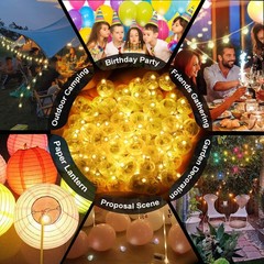100pcs Warm White LED Balloon Lights – Round Flash Ball Lamps for Parties, Weddi