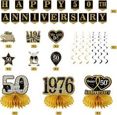 50Th Anniversary Decorations, 10Pcs Happy 50Th Wedding Anniversary Vintage 1976