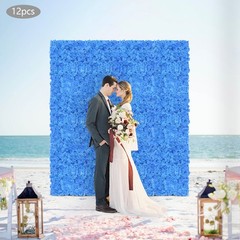 12PCS Artificial Hydrangea Wall Panels, Dark Blue, Handmade Silk Flowers 24x16in