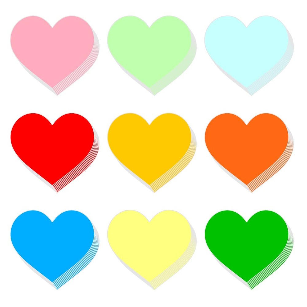 72 PCS 6-inch Large Heart Paper Cutouts 9 Assorted Colors for Classroom
