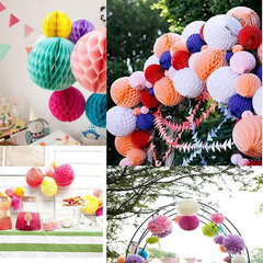 8Pcs 10 Inch Paper Honeycomb Balls Decorative Tissue Pom Poms Flower Art Hanging