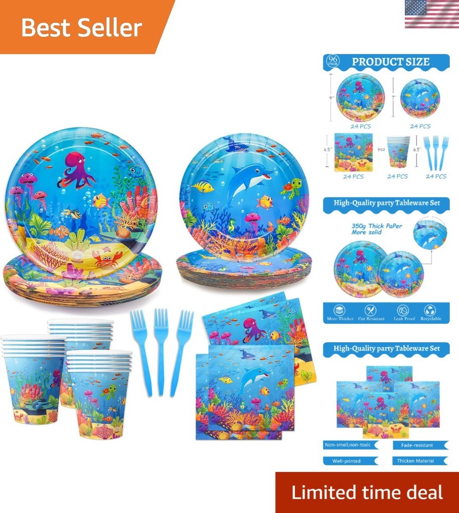 Complete 120-Pc Sea Animal Birthday Decor Set for 24 Children – Eco-Friendly