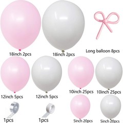 Coquette Pink Bow Balloon Arch Kit – 114pc Pastel Light Bow & White Balloon G…