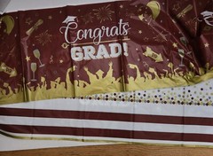 FREE Maroon 2026 Congratulations Graduation Plastic Tablecloth 52 x 106 New US