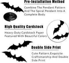 32Pcs Halloween Bat Hanging Swirls Decorations | Black Bat Ceiling Streamers, Ce