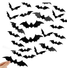 160x 3D Halloween Bats Wall Decorations (x10 packs) Adhesive Spooky Mixed Sizes