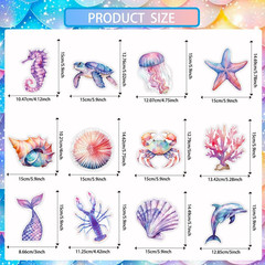 Mermaid Party Decorations, 12 Pcs Ocean Theme Table Decoration Set with under t